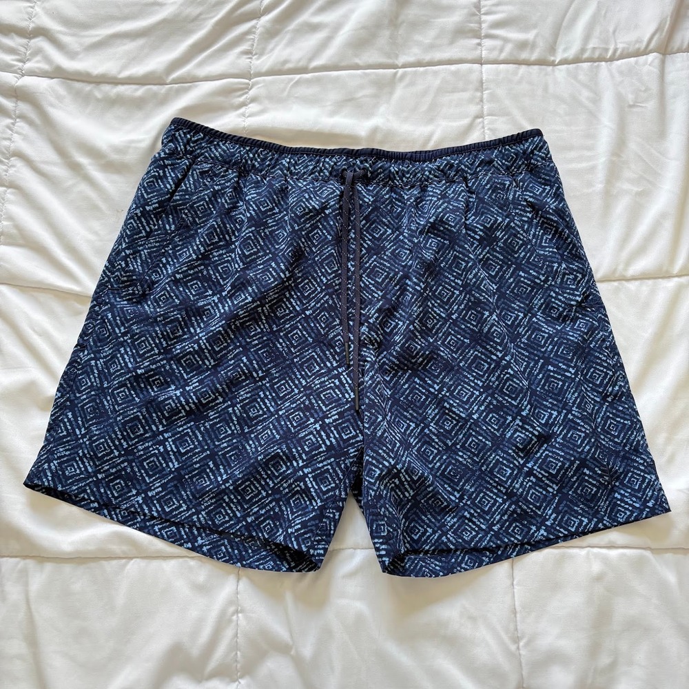 Coolibar Mens Swimming Shorts XL Blue Geometric UPF 50+ Board Shorts Resortwear
